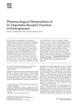 Pharmacological Manipulation of D1-Dopamine Receptor Function in Schizophrenia Göran C