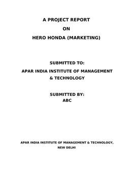 Hero Honda (Marketing)