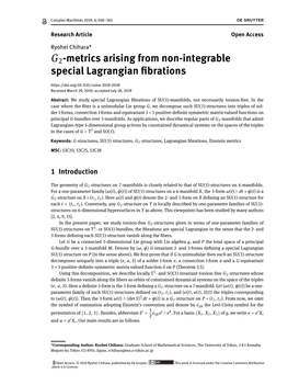 G -Metrics Arising from Non-Integrable Special Lagrangian Brations