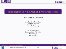 Introduction to Autodock and Autodock Tools