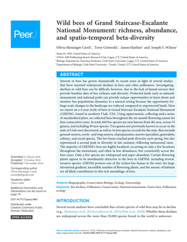 Wild Bees of Grand Staircase-Escalante National Monument: Richness, Abundance, and Spatio-Temporal Beta-Diversity