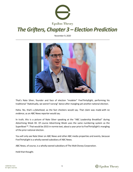 The Grifters, Chapter 3 – Election Prediction November 9, 2020