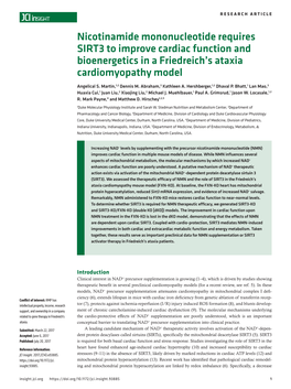 Nicotinamide Mononucleotide Requires SIRT3 to Improve Cardiac Function and Bioenergetics in a Friedreich’S Ataxia Cardiomyopathy Model