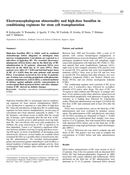 Electroencephalogram Abnormality and High-Dose Busulfan in Conditioning Regimens for Stem Cell Transplantation