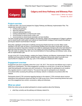 Calgary and Area Pathway and Bikeway Plan Report Back // What We Heard October 30, 2017