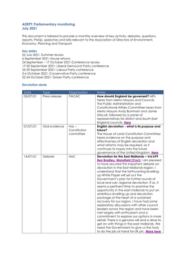 Parliamentary Monitoring July 2021