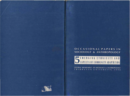 Occasional Papers in Sociology and Anthropology