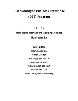 Disadvantaged Business Enterprise (DBE) Program