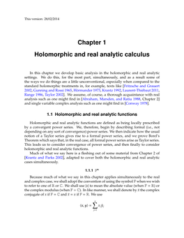 Chapter 1 Holomorphic and Real Analytic Calculus