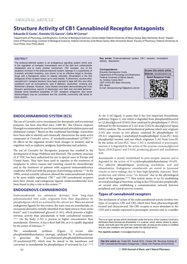 Structure Activity of CB1 Cannabinoid Receptor Antagonists