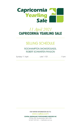 11 April 2021 CAPRICORNIA YEARLING SALE