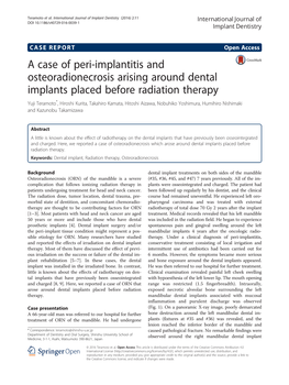 A Case of Peri-Implantitis and Osteoradionecrosis Arising Around