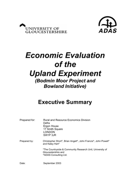 Economic Evaluation of the Upland Experiment (Bodmin Moor Project and Bowland Initiative)