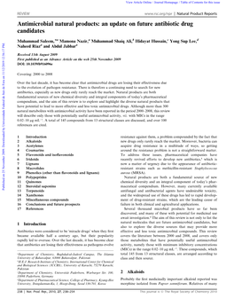 Antimicrobial Natural Products: an Update on Future Antibiotic Drug Candidates