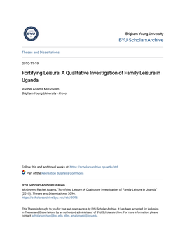 A Qualitative Investigation of Family Leisure in Uganda