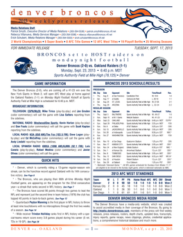 Denver Broncos Roster Section 2013.Xlsx