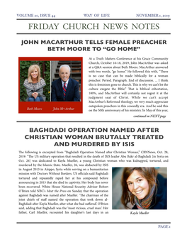 Friday Church News Notes