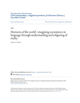 Horizons of the World : Imagining Coexistence in Language Through Understanding and Refiguring of Reality Ayman A