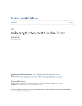 Redeeming the Atonement: Girardian Theory Michelle Kailey Denison University