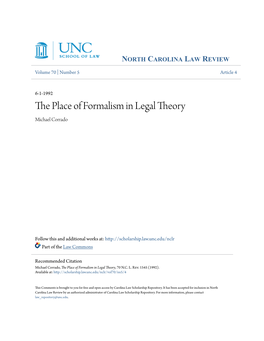 The Place of Formalism in Legal Theory, 70 N.C