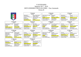 CALENDARIO Stagione 2017 - 2018 GIOVANISSIMI FASCIA B COMO – Fase Autunnale Girone B