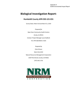 Biological Investigation Report