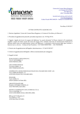 Reggiana C/O Comune Di Novellara P.Le Marconi, 1 42017 Novellara (RE)