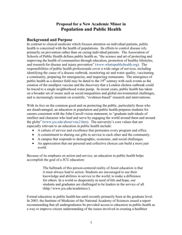 Proposal for a New Academic Minor in Population and Public Health