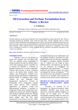Oil Extraction and Perfume Formulation from Plants: a Review