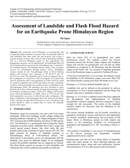 Assessment of Landslide and Flash Flood Hazard for an Earthquake Prone Himalayan Region