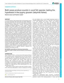 Both Sexes Produce Sounds in Vocal Fish Species: Testing the Hypothesis in the Pygmy Gourami (Labyrinth Fishes) Noémie Liesch and Friedrich Ladich*