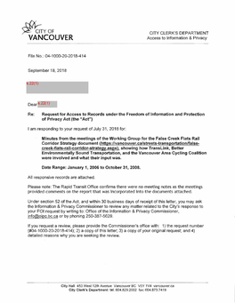 Minutes from the Meetings of the Working Group for the False Creek