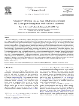 Understory Structure in a 23-Year-Old Acacia Koa Forest and 2-Year Growth Responses to Silvicultural Treatments Paul G