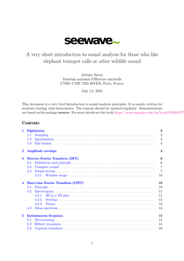 A Very Short Introduction to Sound Analysis for Those Who Like Elephant Trumpet Calls Or Other Wildlife Sound