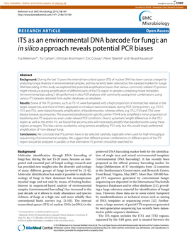 ITS As an Environmental DNA Barcode for Fungi