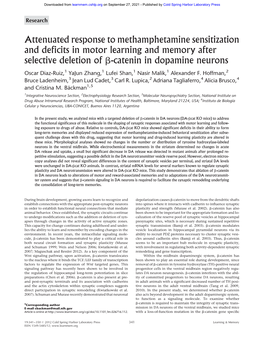 Attenuated Response to Methamphetamine Sensitization