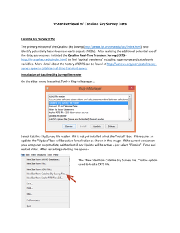 Vstar Retrieval of Catalina Sky Survey Data
