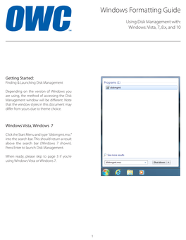 Windows Formatting Guide