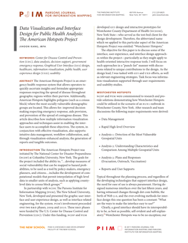 Data Visualization and Interface Design for Public Health Analysis: the American Hotspots Project Jihoon Kang, Mfa