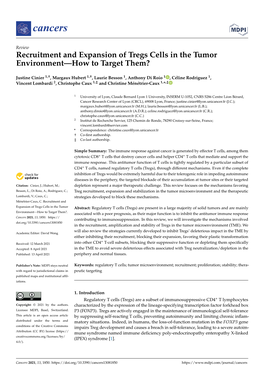 Recruitment and Expansion of Tregs Cells in the Tumor Environment—How to Target Them?