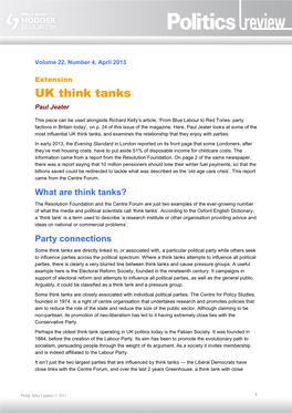 UK Think Tanks Paul Jeater