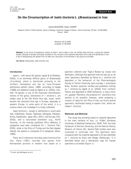 On the Circumscription of Isatis Tinctoria L. (Brassicaceae) in Iran