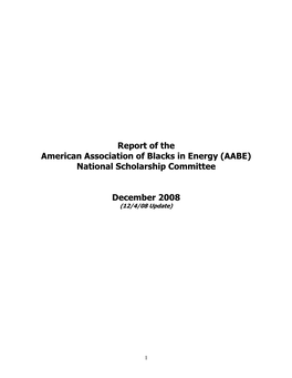 Report of the American Association of Blacks in Energy (AABE) National Scholarship Committee