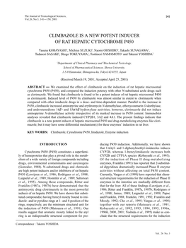 Climbazole Is a New Potent Inducer of Rat Hepatic Cytochrome P450