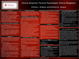 Vampirism: Forensic Psychologists’ Ethical Obligations