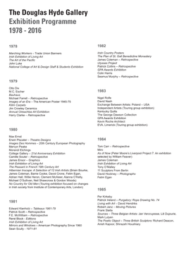 The Douglas Hyde Gallery Exhibition Programme 1978 - 2016