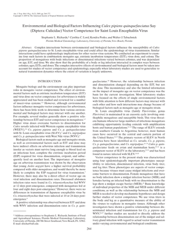 Environmental and Biological Factors Influencing Culex Pipiens Quinquefasciatus Say (Diptera: Culicidae) Vector Competence for Saint Louis Encephalitis Virus