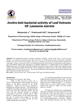 OF Lawsonia Inermis