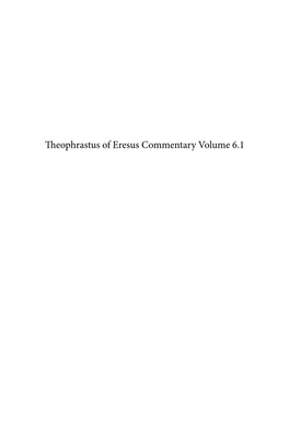 Theophrastus of Eresus Commentary Volume 6.1