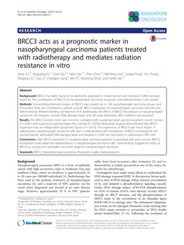BRCC3 Acts As a Prognostic Marker in Nasopharyngeal